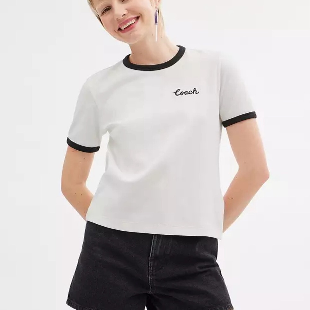 Coach Ringer Tee CS612 in White Women’s XL NWT